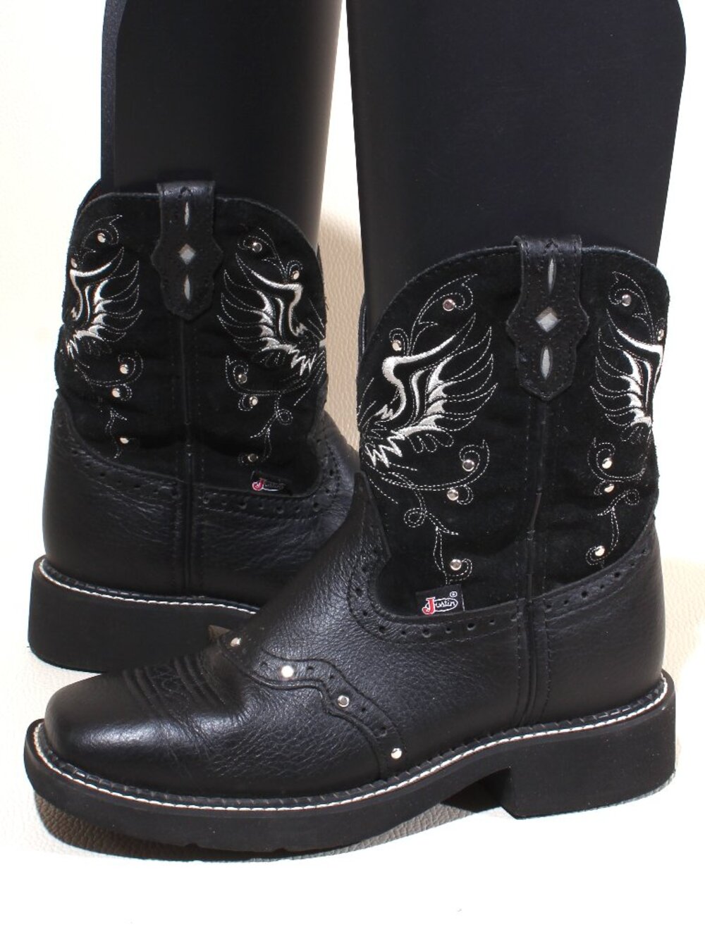 Womens Justin Gypsy Boots Mandra Size 8 B Black Leather Cowgirl Western Boot